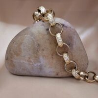 9ct Yellow Gold Engraved Belcher Link Bracelet from Ace Jewellery, Leeds