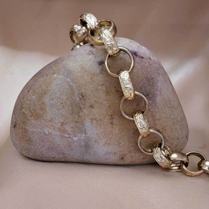 9ct Yellow Gold Engraved Belcher Link Bracelet from Ace Jewellery, Leeds