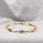 Multi-Stone Bezel-Set & Bar Bracelet 9ct Yellow Gold from Ace Jewellery, Leeds