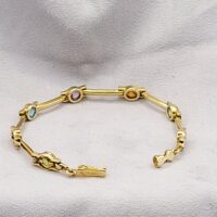 Multi-Stone Bezel-Set & Bar Bracelet 9ct Yellow Gold from Ace Jewellery, Leeds