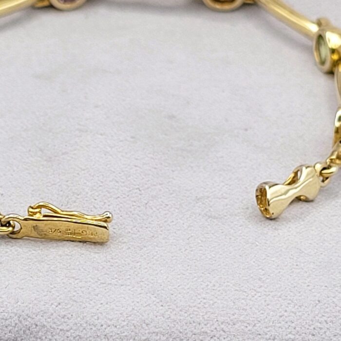Multi-Stone Bezel-Set & Bar Bracelet 9ct Yellow Gold from Ace Jewellery, Leeds