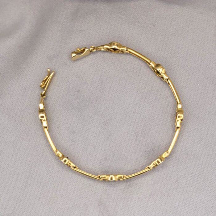 Multi-Stone Bezel-Set & Bar Bracelet 9ct Yellow Gold from Ace Jewellery, Leeds