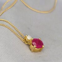 0.68ct Ruby & Diamond Pendant Necklace 18ct Yellow Gold from Ace Jewellery, Leeds