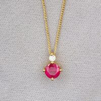 0.68ct Ruby & Diamond Pendant Necklace 18ct Yellow Gold from Ace Jewellery, Leeds