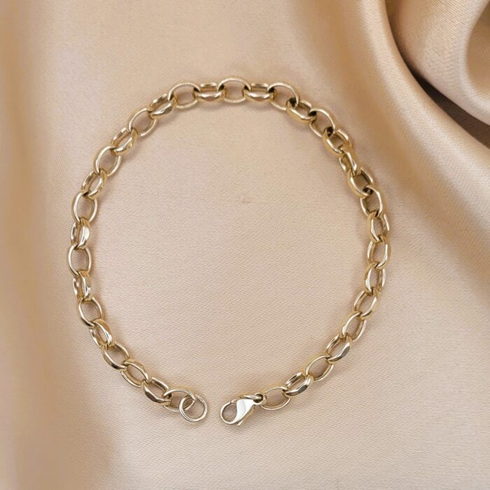 9ct Yellow Gold Faceted-Cut Belcher Link Bracelet from Ace Jewellery, Leeds