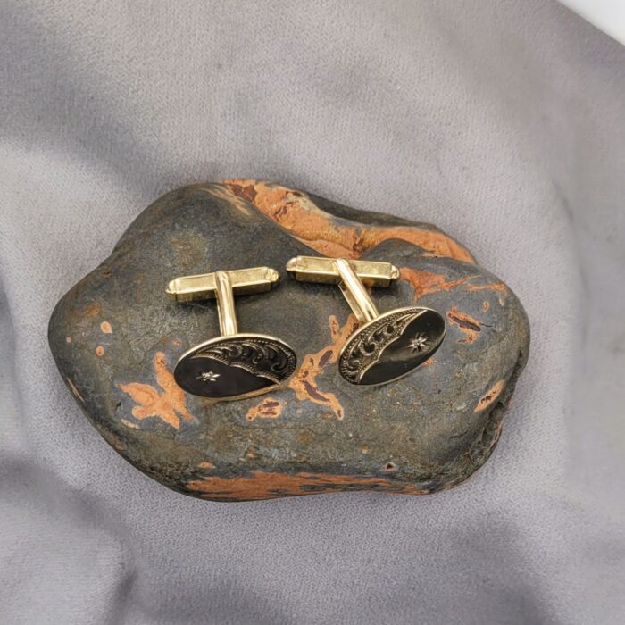 9ct Yellow Gold Diamond-Set Cufflinks from Ace Jewellery, Leeds