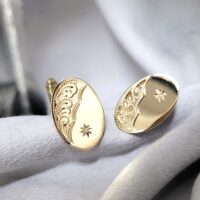 9ct Yellow Gold Diamond-Set Cufflinks from Ace Jewellery, Leeds