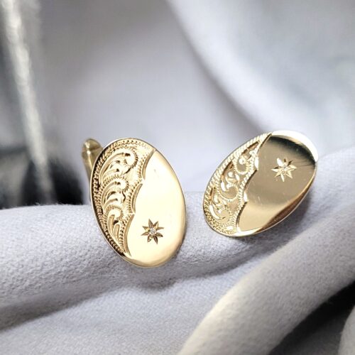 9ct Yellow Gold Diamond-Set Cufflinks from Ace Jewellery, Leeds