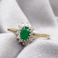 0.65ct Emerald & Diamond Cluster Ring 9ct Yellow Gold from Ace Jewellery, Leeds