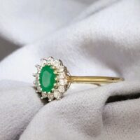 0.65ct Emerald & Diamond Cluster Ring 9ct Yellow Gold from Ace Jewellery, Leeds