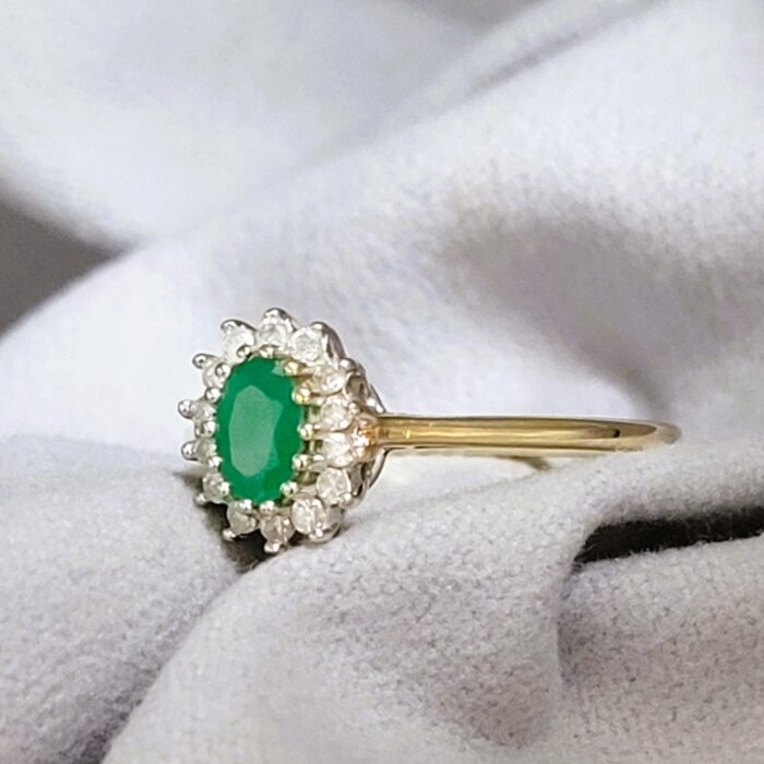 0.65ct Emerald & Diamond Cluster Ring 9ct Yellow Gold from Ace Jewellery, Leeds