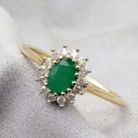 0.65ct Emerald & Diamond Cluster Ring 9ct Yellow Gold from Ace Jewellery, Leeds