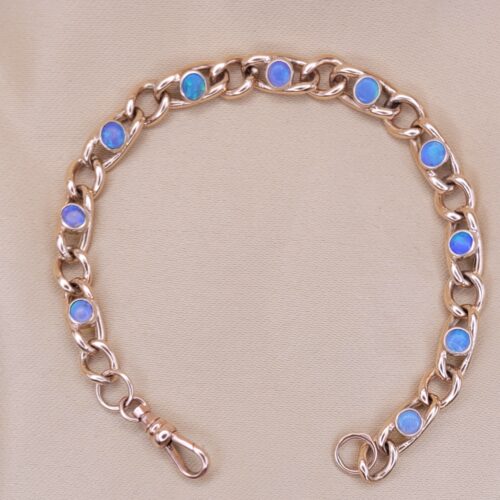 1.5ct Opal Curb Link Bracelet 9ct Rose Gold from Ace Jewellery, Leeds