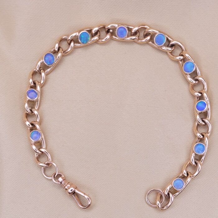 1.5ct Opal Curb Link Bracelet 9ct Rose Gold from Ace Jewellery, Leeds