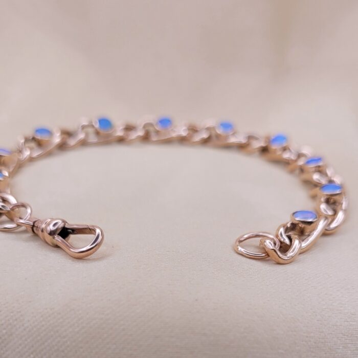 1.5ct Opal Curb Link Bracelet 9ct Rose Gold from Ace Jewellery, Leeds