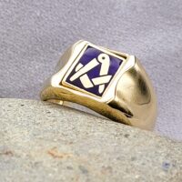 9ct Yellow Gold Masonic Men's Swivel Top Signet Ring from Ace Jewellery, Leeds