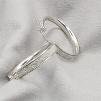 9ct White Gold Glitter Effect Hoop Earrings from Ace Jewellery, Leeds