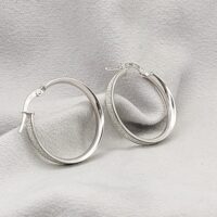 9ct White Gold Glitter Effect Hoop Earrings from Ace Jewellery, Leeds