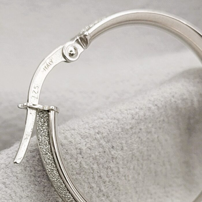 9ct White Gold Glitter Effect Hoop Earrings from Ace Jewellery, Leeds