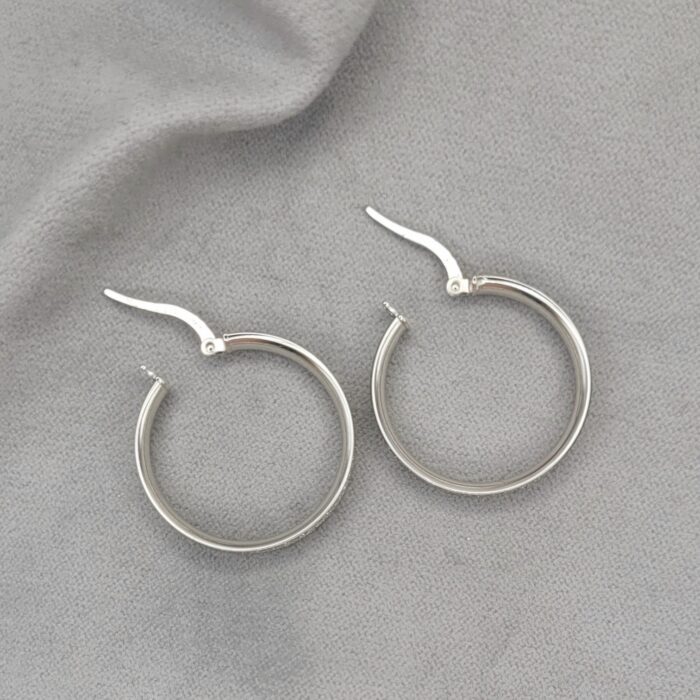 9ct White Gold Glitter Effect Hoop Earrings from Ace Jewellery, Leeds