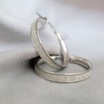 9ct White Gold Glitter Effect Hoop Earrings from Ace Jewellery, Leeds