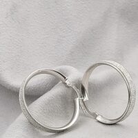 9ct White Gold Glitter Effect Hoop Earrings from Ace Jewellery, Leeds