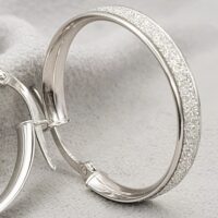 9ct White Gold Glitter Effect Hoop Earrings from Ace Jewellery, Leeds