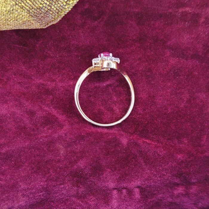 0.65ct Ruby & Diamond Cluster Crossover Ring 18ct Yellow Gold from Ace Jewellery, Leeds