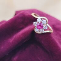 0.65ct Ruby & Diamond Cluster Crossover Ring 18ct Yellow Gold from Ace Jewellery, Leeds