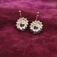 1.60ct Ruby & Diamond Cluster Earrings 14ct Yellow Gold from Ace Jewellery, Leeds