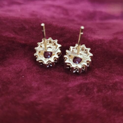 1.60ct Ruby & Diamond Cluster Earrings 14ct Yellow Gold from Ace Jewellery, Leeds