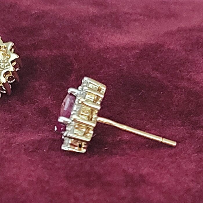 1.60ct Ruby & Diamond Cluster Earrings 14ct Yellow Gold from Ace Jewellery, Leeds