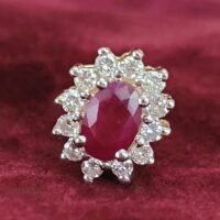1.60ct Ruby & Diamond Cluster Earrings 14ct Yellow Gold from Ace Jewellery, Leeds