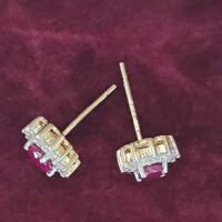 1.60ct Ruby & Diamond Cluster Earrings 14ct Yellow Gold from Ace Jewellery, Leeds