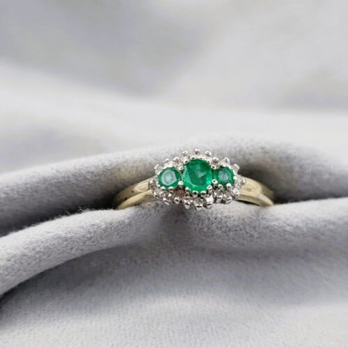 0.65ct Emerald & Diamond Cluster Ring 9ct Yellow Gold from Ace Jewellery, Leeds