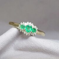 0.65ct Emerald & Diamond Cluster Ring 9ct Yellow Gold from Ace Jewellery, Leeds
