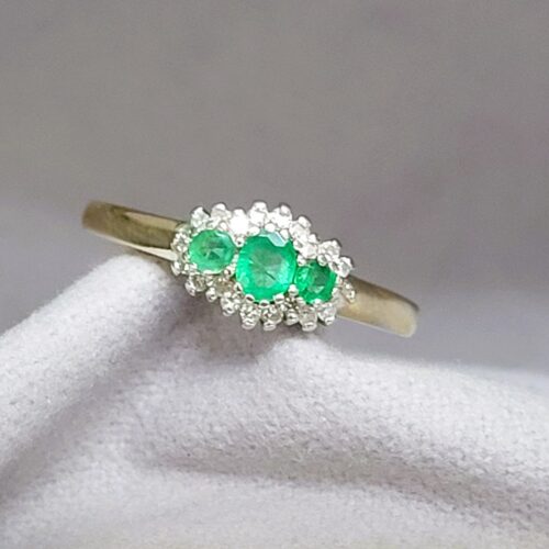 0.65ct Emerald & Diamond Cluster Ring 9ct Yellow Gold from Ace Jewellery, Leeds