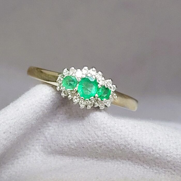 0.65ct Emerald & Diamond Cluster Ring 9ct Yellow Gold from Ace Jewellery, Leeds