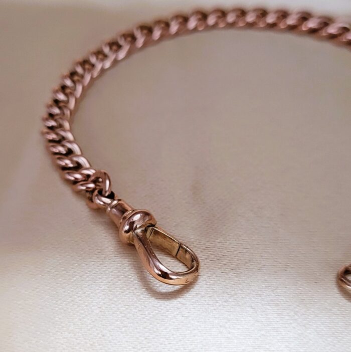 9ct Rose Gold Antique Graduated Curb Link Bracelet from Ace Jewellery, Leeds