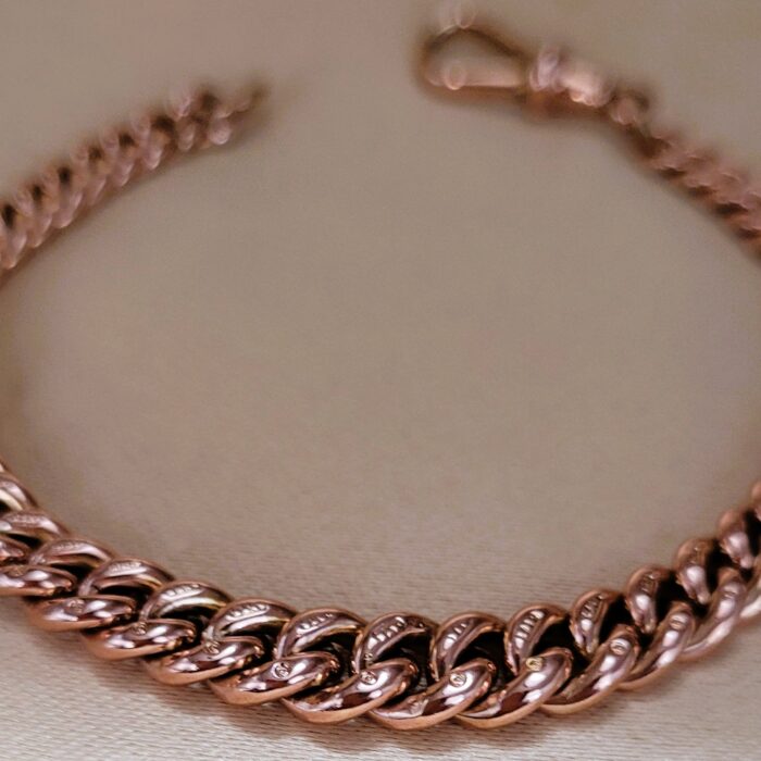 9ct Rose Gold Antique Graduated Curb Link Bracelet from Ace Jewellery, Leeds