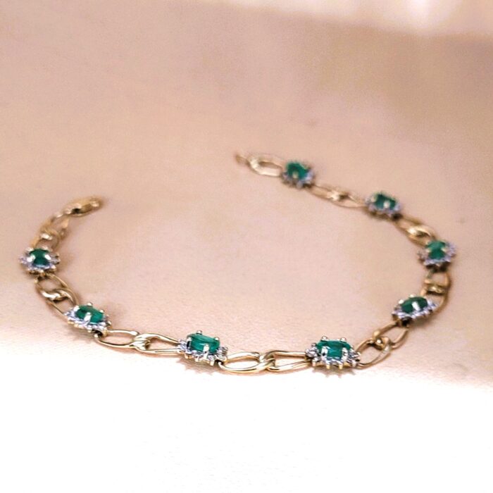 2.56ct Emerald & Diamond Bracelet 9ct Yellow Gold from Ace Jewellery, Leeds