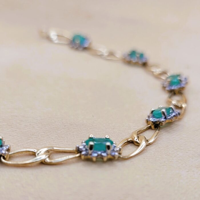 2.56ct Emerald & Diamond Bracelet 9ct Yellow Gold from Ace Jewellery, Leeds