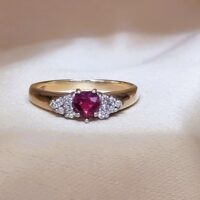 0.77ct Heart-Shaped Ruby & Diamond Ring 9ct Yellow Gold from Ace Jewellery, Leeds
