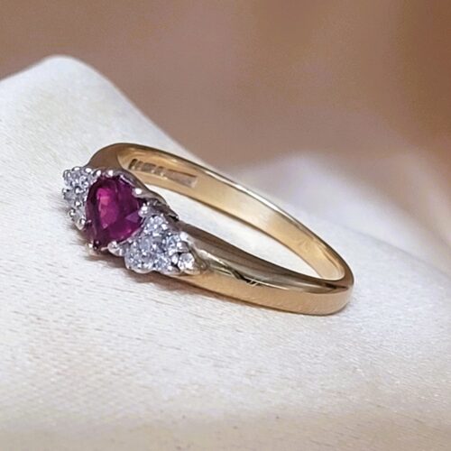 0.77ct Heart-Shaped Ruby & Diamond Ring 9ct Yellow Gold from Ace Jewellery, Leeds