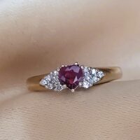 0.77ct Heart-Shaped Ruby & Diamond Ring 9ct Yellow Gold from Ace Jewellery, Leeds