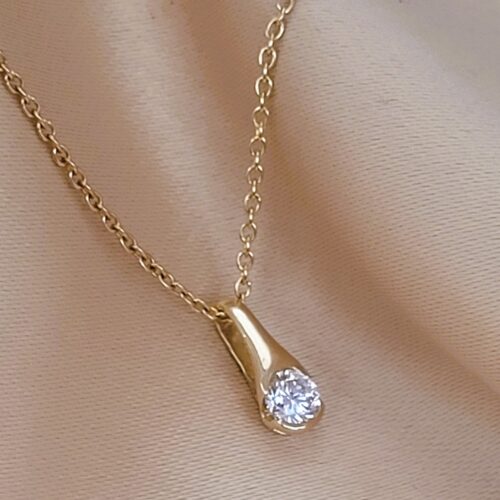0.30ct Round Diamond Pendant Necklace 18ct Yellow Gold from Ace Jewellery, Leeds