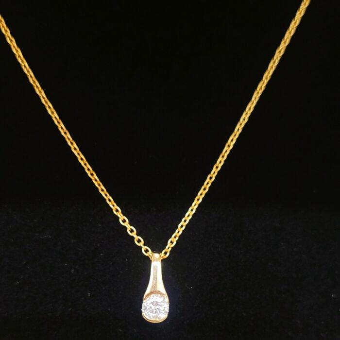 0.30ct Round Diamond Pendant Necklace 18ct Yellow Gold from Ace Jewellery, Leeds