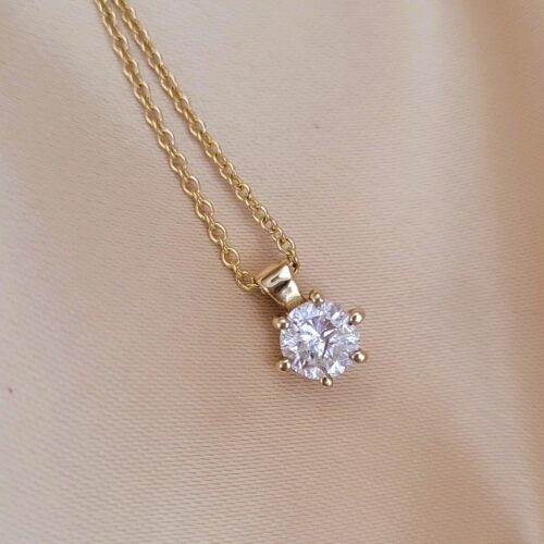 0.96ct Round Diamond Pendant Necklace 18ct Yellow Gold from Ace Jewellery, Leeds