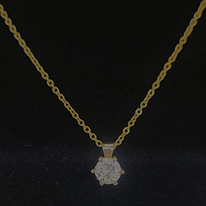 0.96ct Round Diamond Pendant Necklace 18ct Yellow Gold from Ace Jewellery, Leeds
