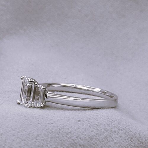 0.94ct Emerald Cut Diamond Three-Stone Engagement Ring Platinum from Ace Jewellery, Leeds